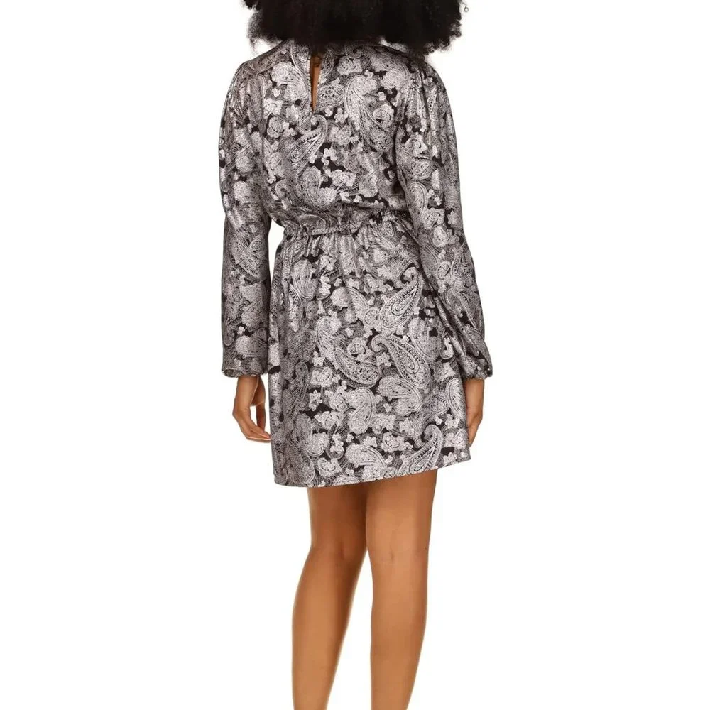 MICHAEL MICHAEL KORS Metallic Paisley Crepe Mini Dress - Picture 5 of 5